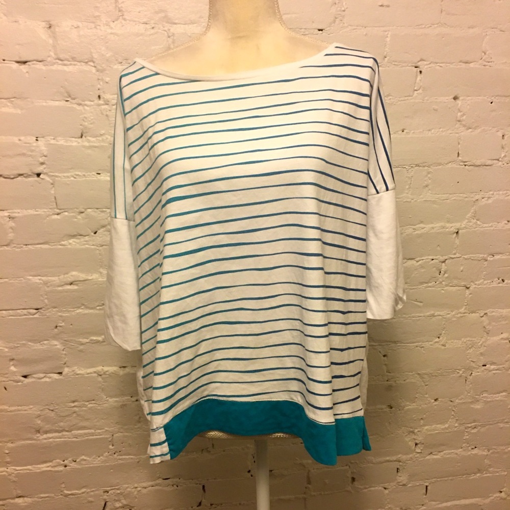 Ozai N Ku relaxed jersey top elbow stripe blue stripe size 2xl